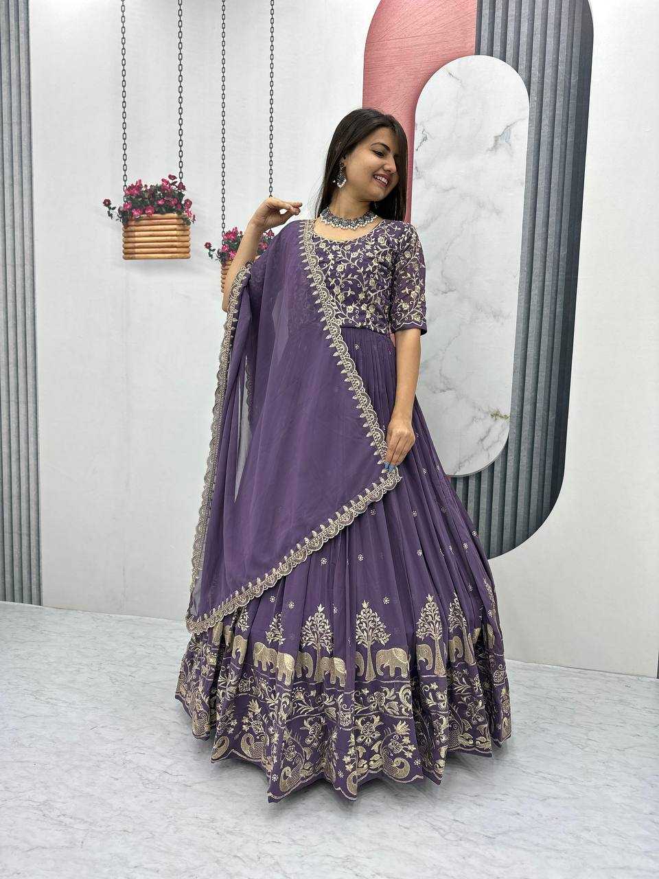 YNF Wholesale Faux Georgette Embroidery Gowns  | Surat Manufacturer