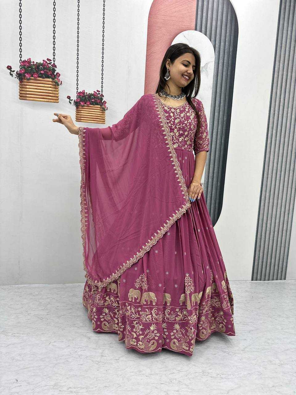YNF Wholesale Faux Georgette Embroidery Gowns  | Surat Manufacturer