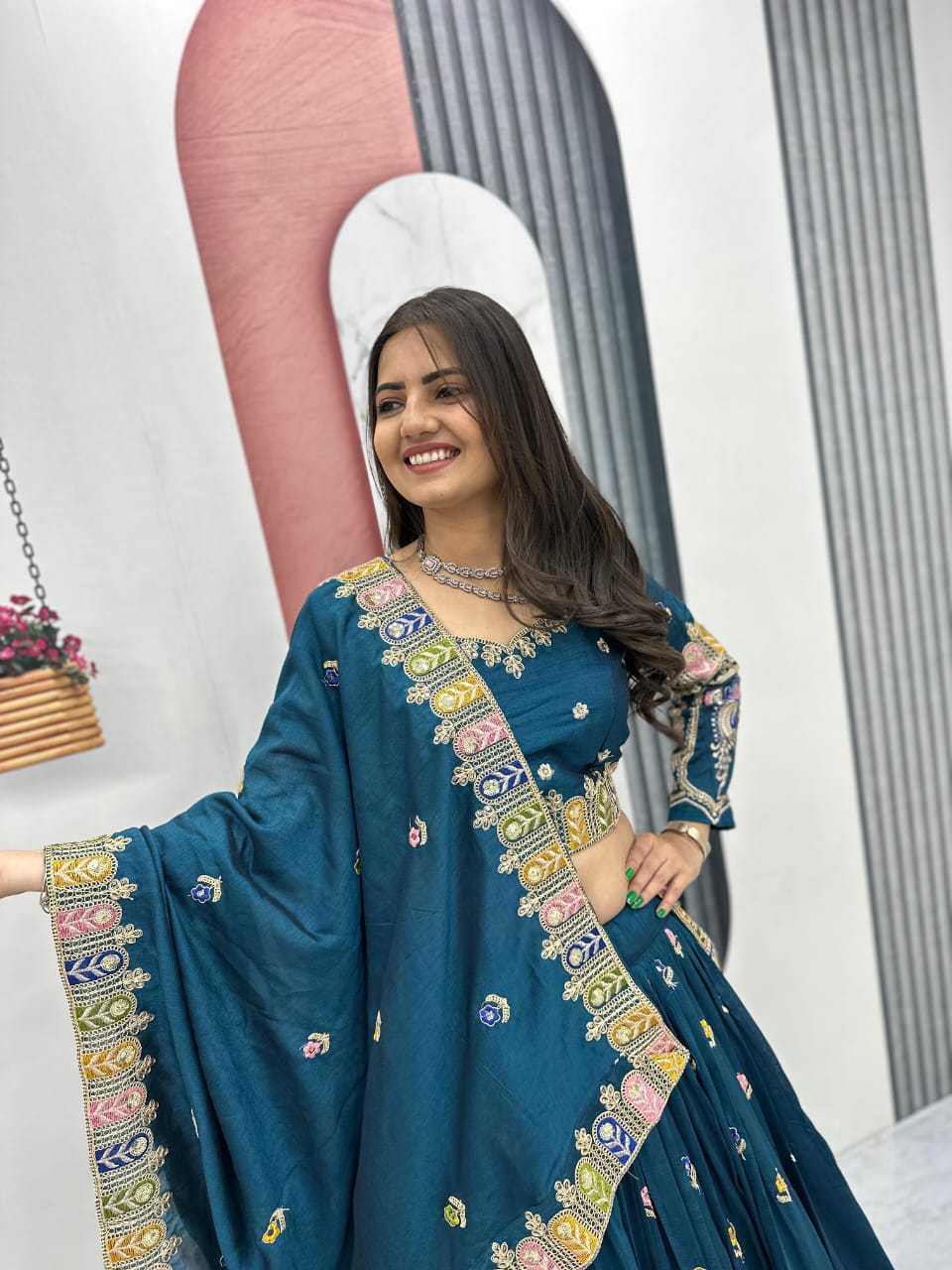 YNF Wholesale Soft Vichitra Embroidered Lehenga  | Surat Manufacturer
