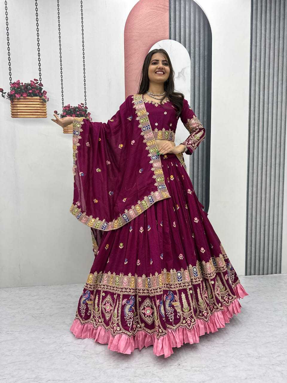 YNF Wholesale Soft Vichitra Embroidered Lehenga  | Surat Manufacturer