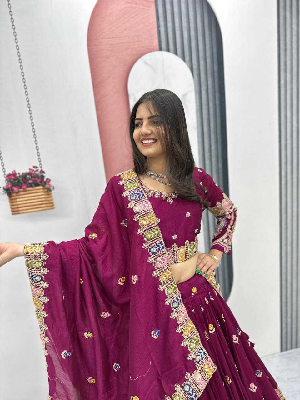 YNF Wholesale Soft Vichitra Embroidered Lehenga  | Surat Manufacturer