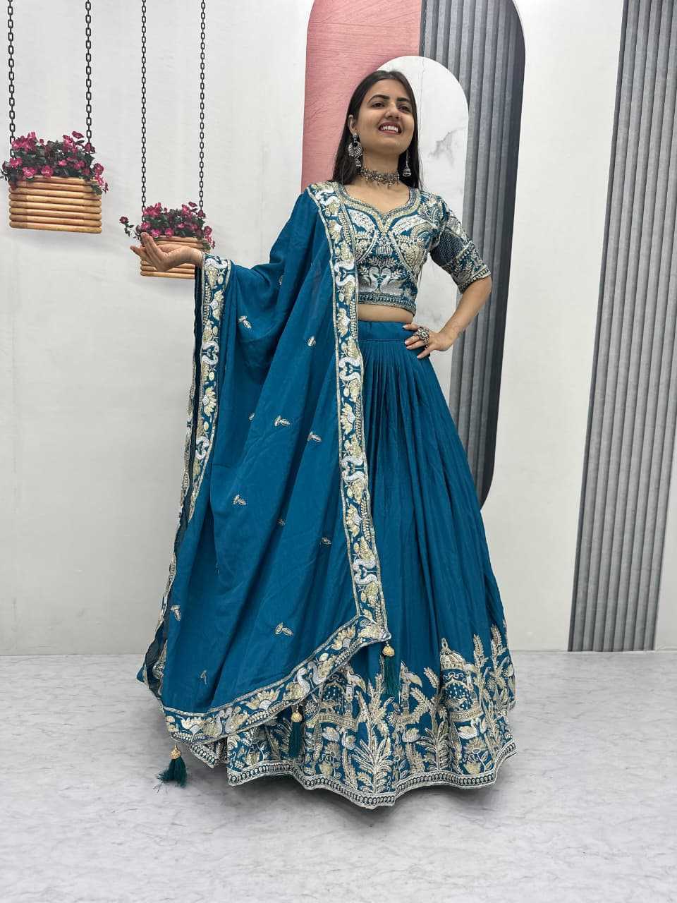 YNF Wholesale Chinon Embroidered Lehenga  | Surat Manufacturer