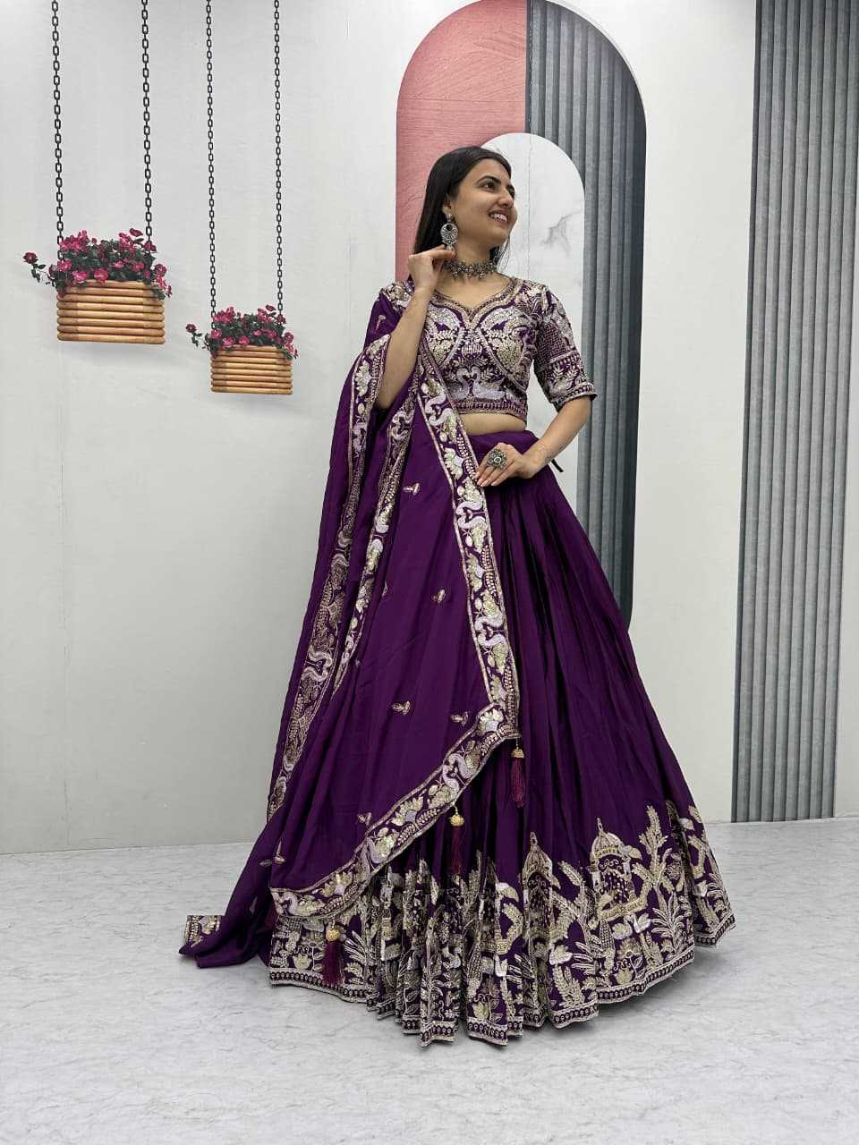 YNF Wholesale Chinon Embroidered Lehenga  | Surat Manufacturer
