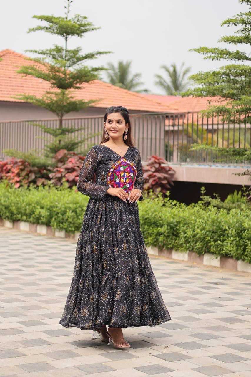 YNF Wholesale Faux Georgette Party Gowns  | Surat Manufacturer