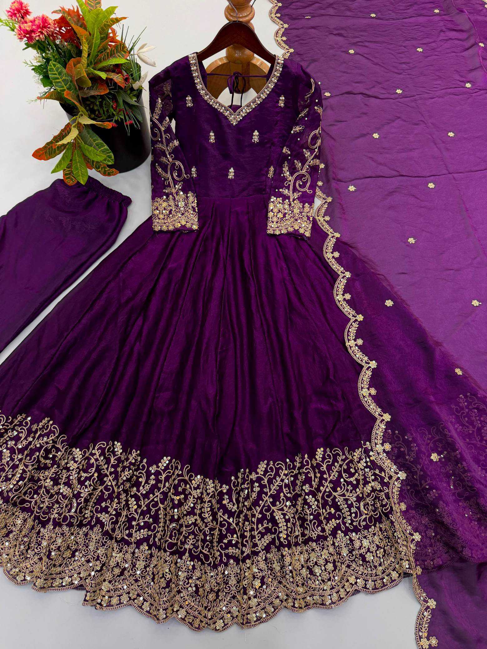 YNF Wholesale Silk Embroidery Gowns KESH499 3185 | Surat Manufacturer