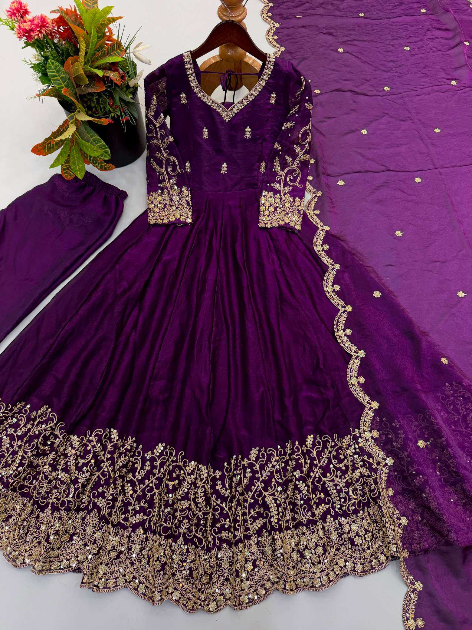 YNF Wholesale Silk Embroidery Gowns KESH499 3185 | Surat Manufacturer