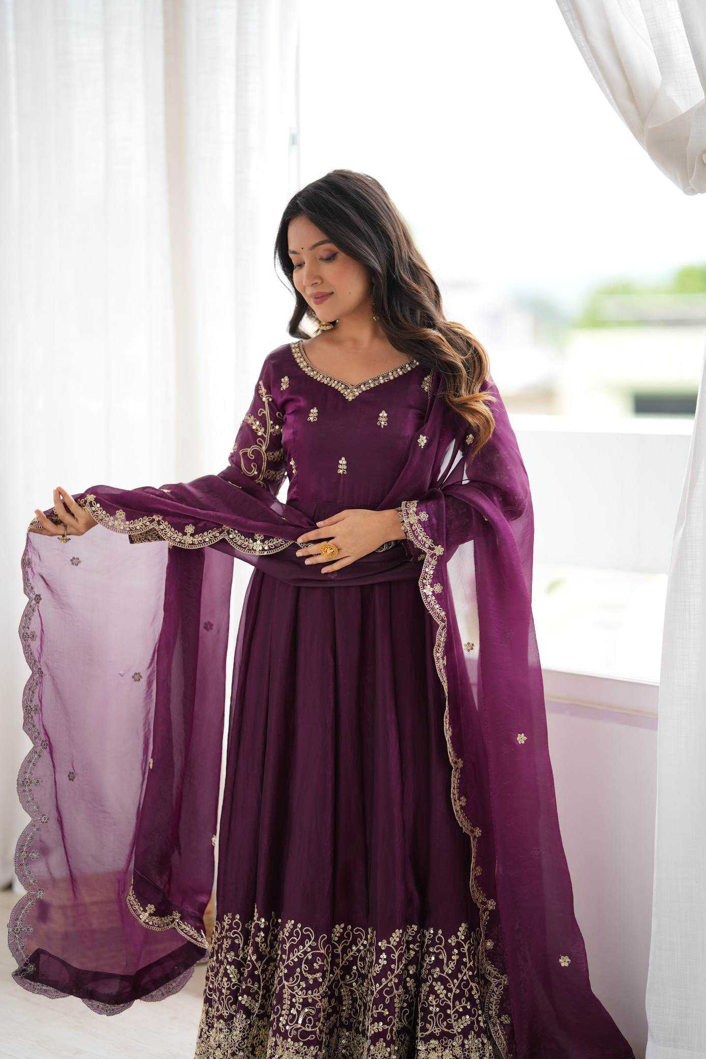 YNF Wholesale Silk Embroidery Gowns KESH499 3185 | Surat Manufacturer
