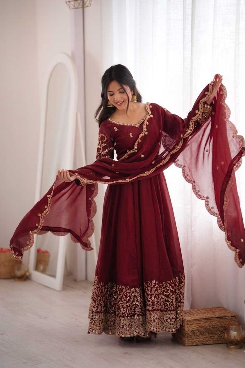 YNF Wholesale Silk Embroidery Gowns KESH499 3185 | Surat Manufacturer