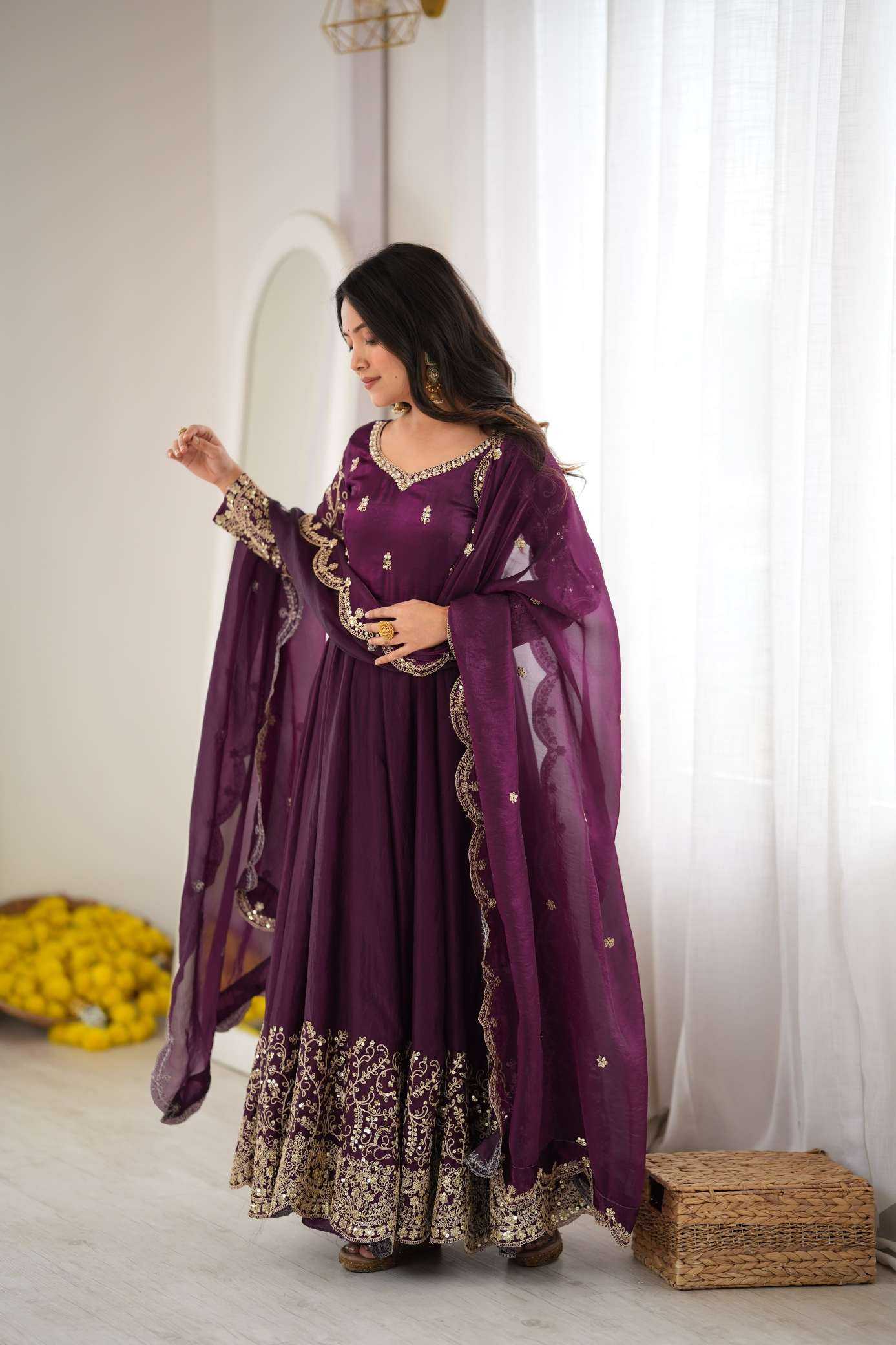 YNF Wholesale Silk Embroidery Gowns KESH499 3185 | Surat Manufacturer