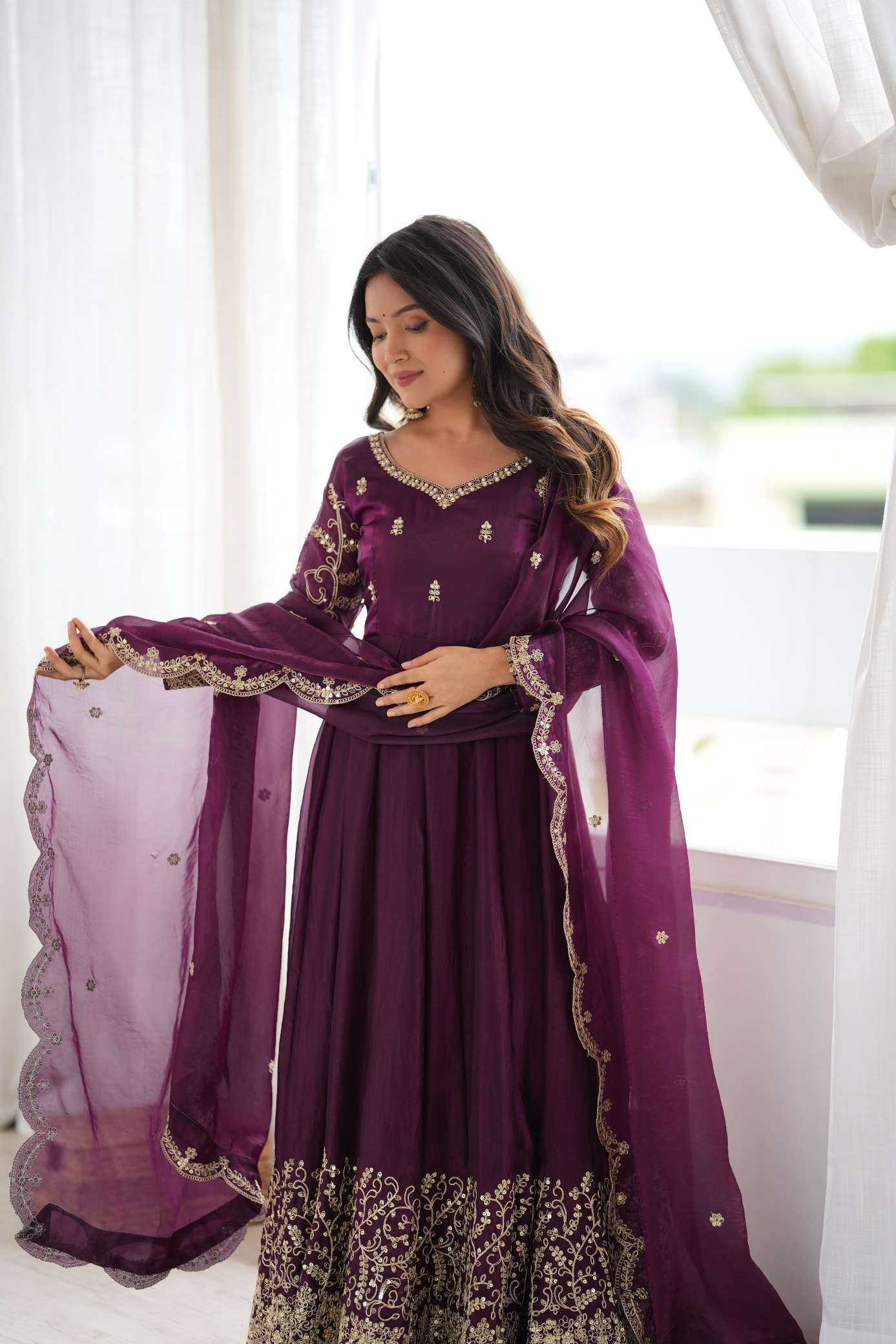 YNF Wholesale Silk Embroidery Gowns KESH499 3185 | Surat Manufacturer