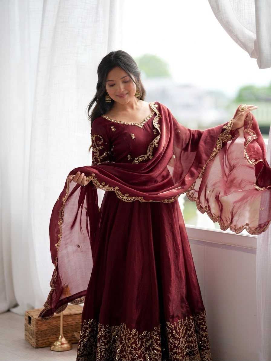 YNF Wholesale Silk Embroidery Gowns KESH499 3185 | Surat Manufacturer
