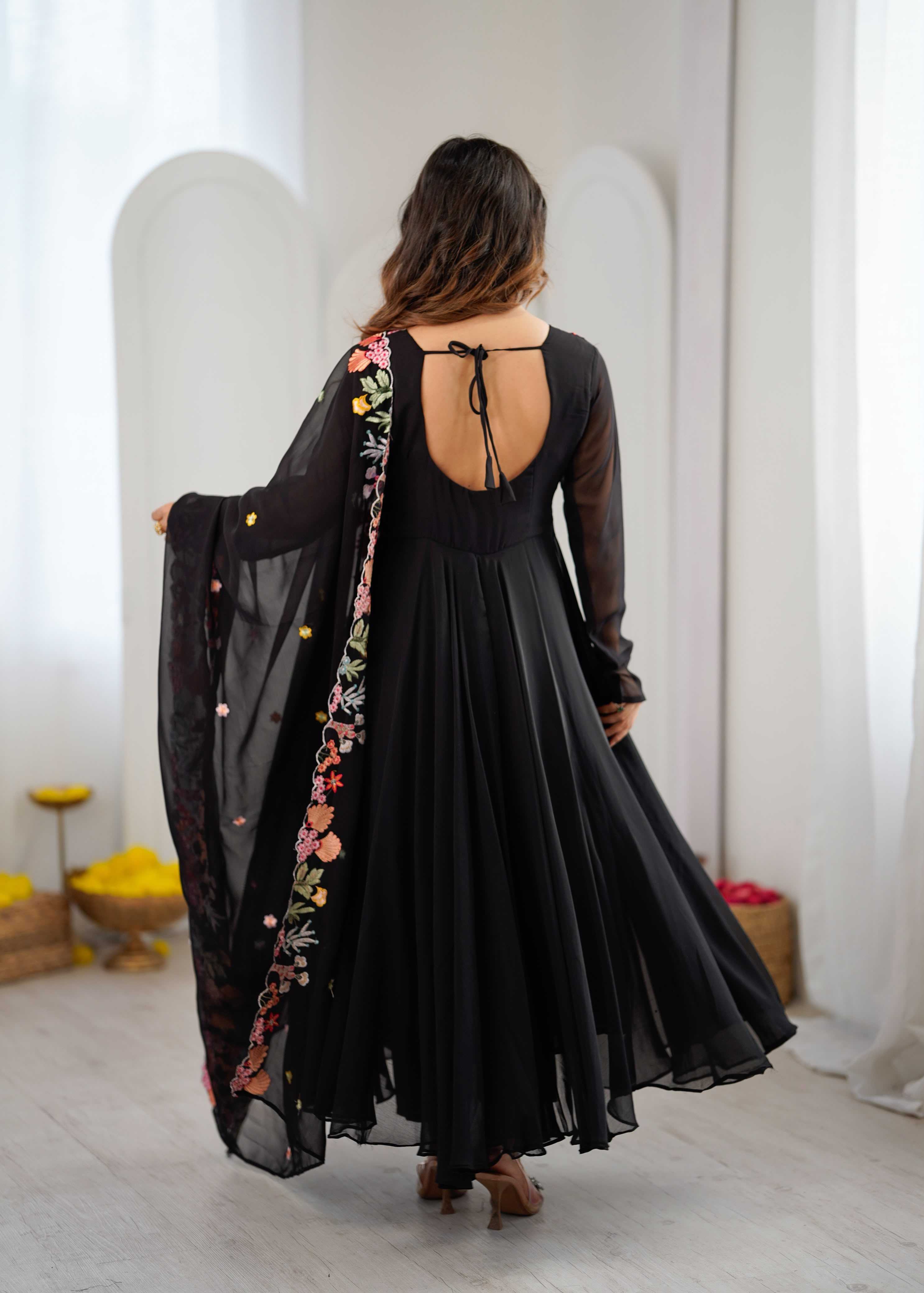 YNF Wholesale Faux Georgette Embroidery Gowns  | Surat Manufacturer
