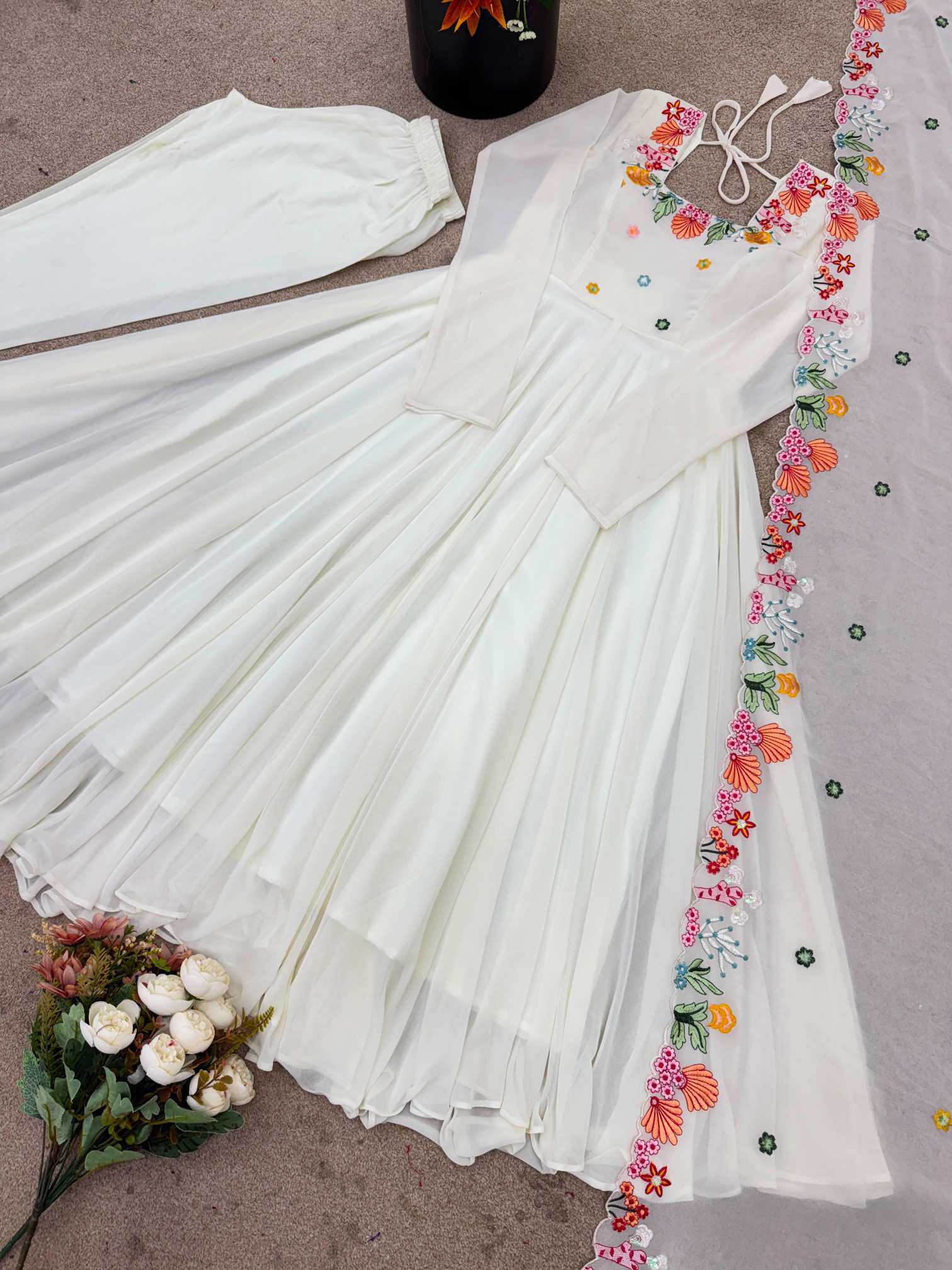 YNF Wholesale Faux Georgette Embroidery Gowns  | Surat Manufacturer