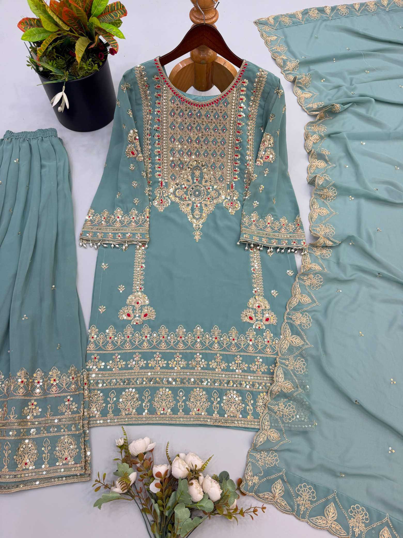 YNF Wholesale Faux Georgette Embroidery Suits  | Surat Manufacturer