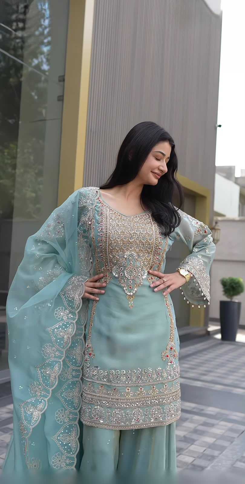 YNF Wholesale Faux Georgette Sharara Salwar Suits  | Surat Manufacturer