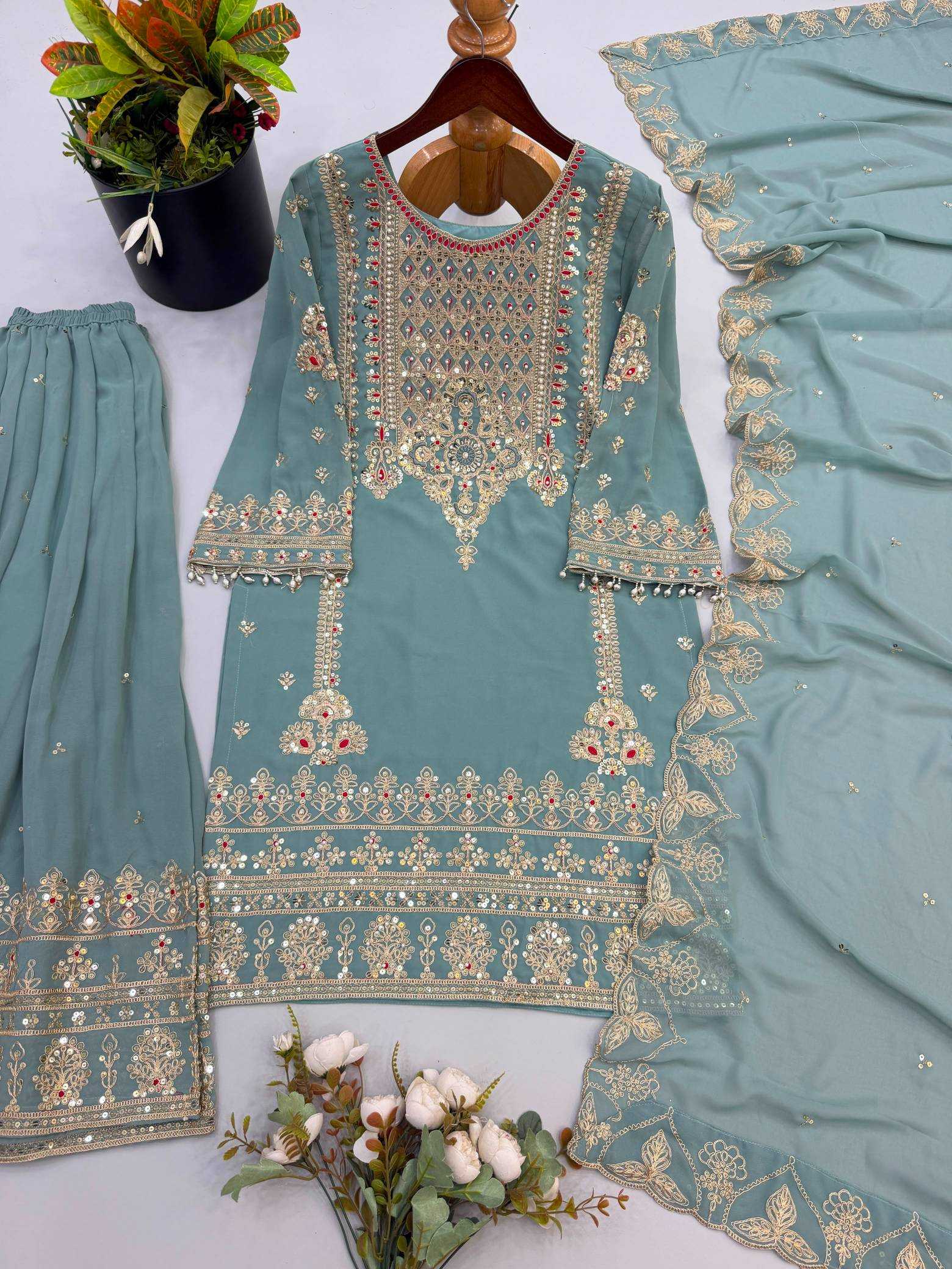 YNF Wholesale Faux Georgette Sharara Salwar Suits  | Surat Manufacturer