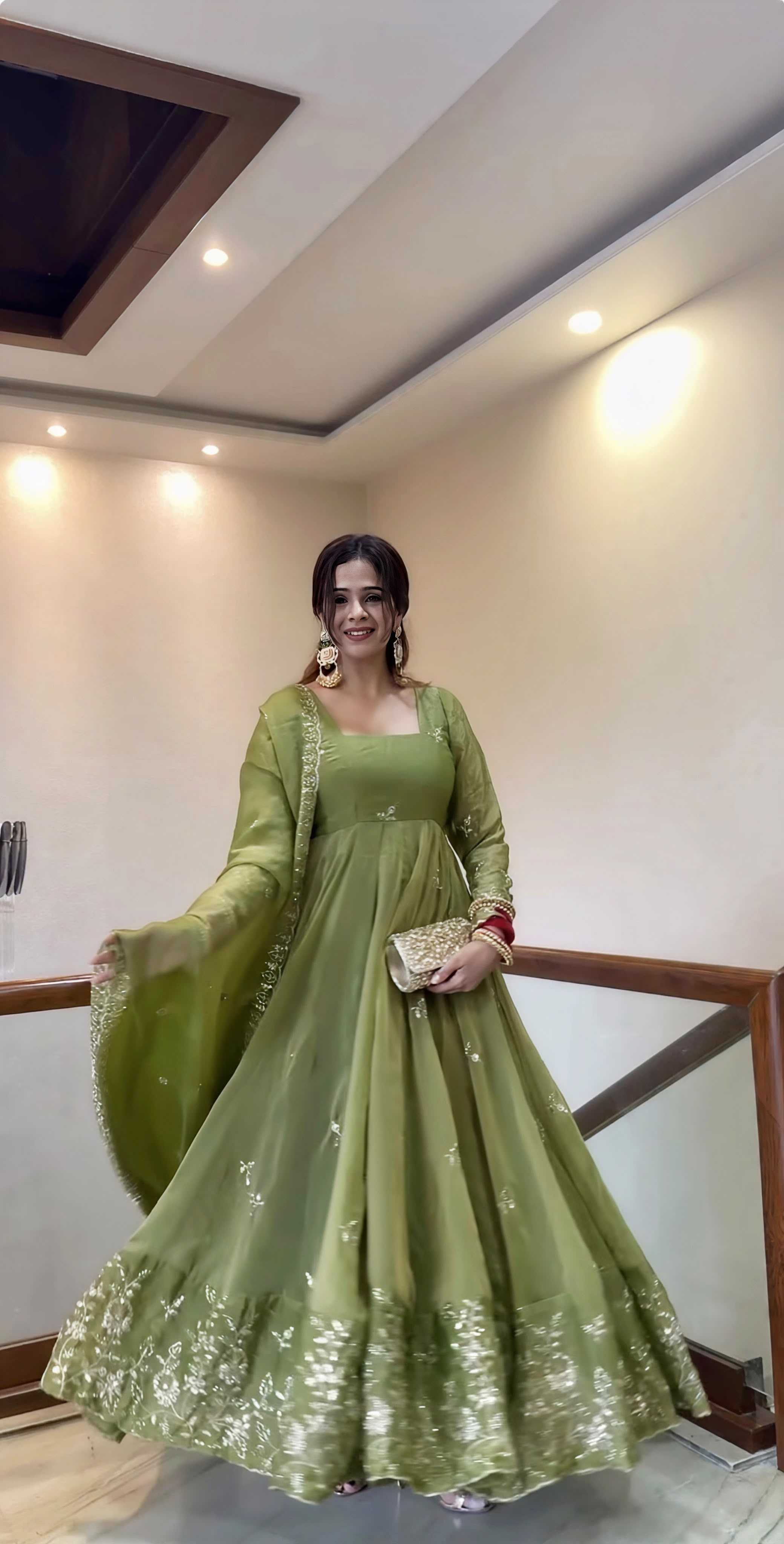 YNF Wholesale Pure Silk Embroidery Gowns  | Surat Manufacturer