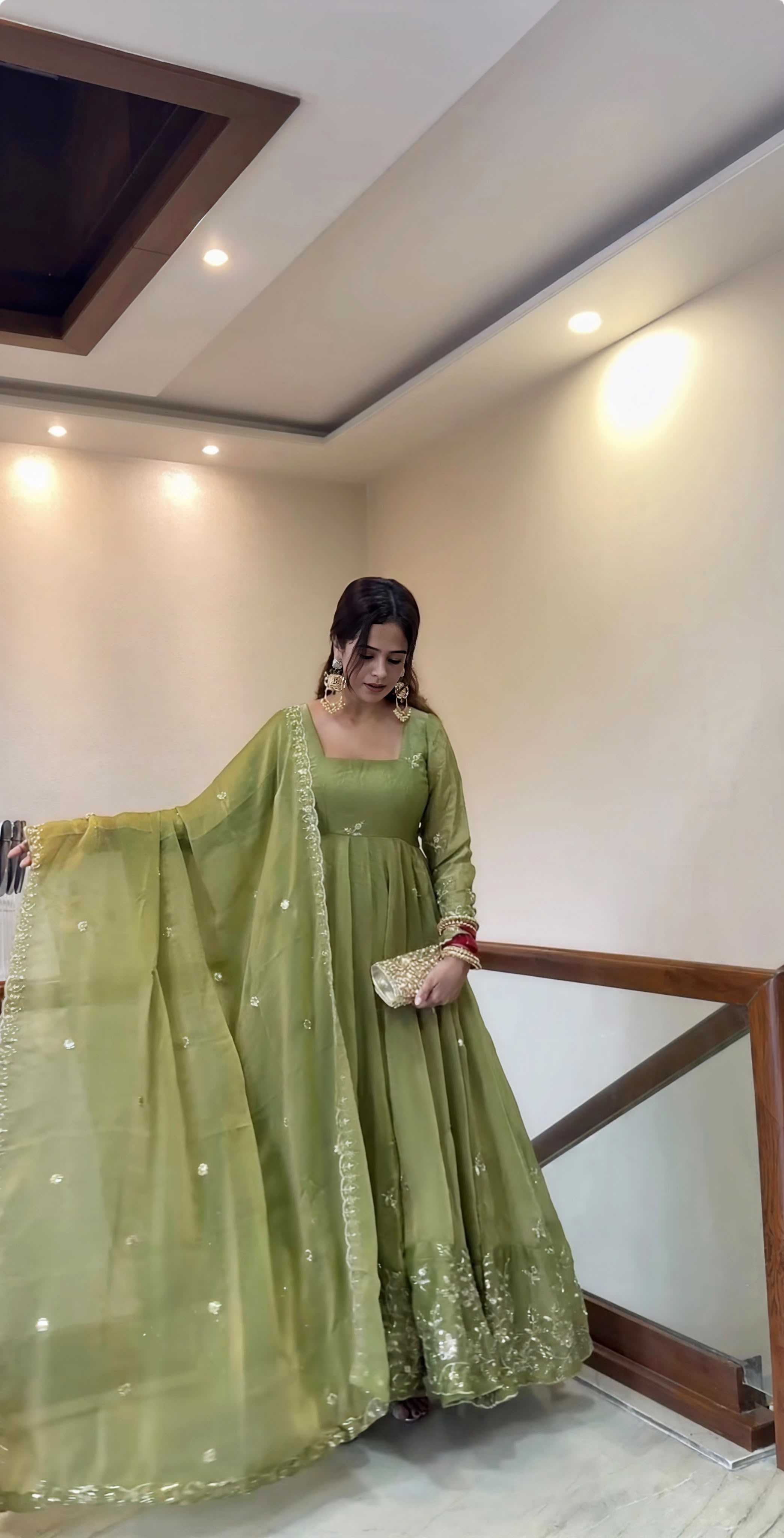 YNF Wholesale Pure Silk Embroidery Gowns  | Surat Manufacturer
