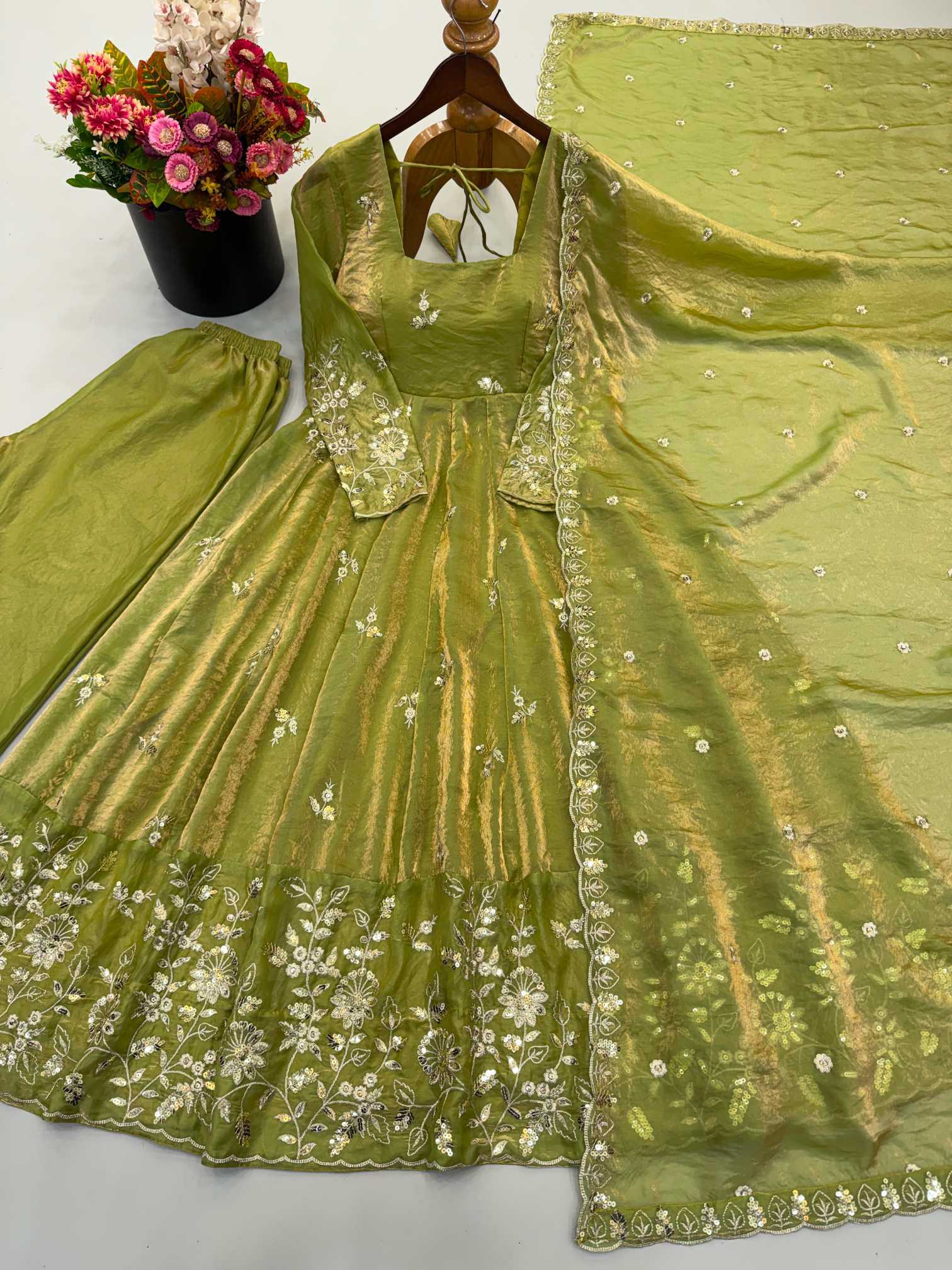 YNF Wholesale Pure Silk Embroidery Gowns  | Surat Manufacturer