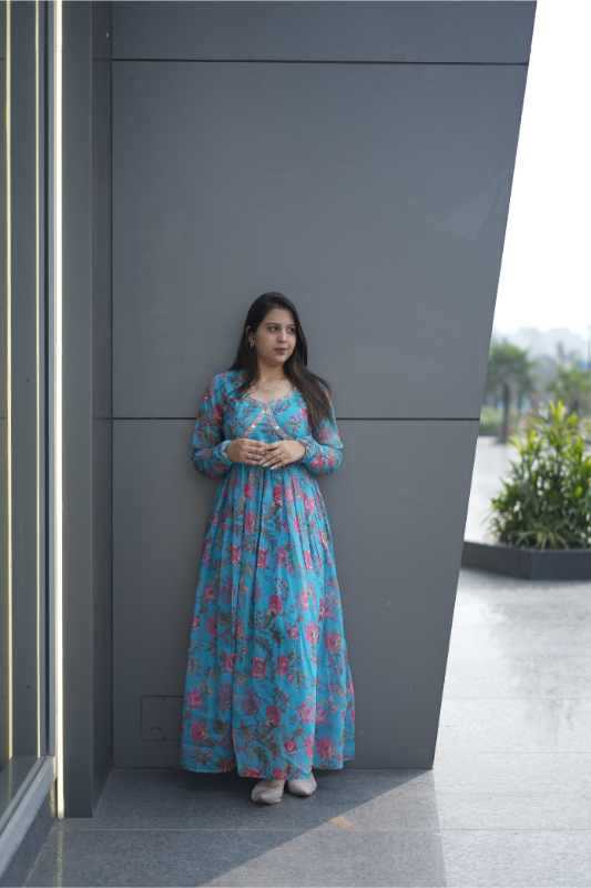 YNF Wholesale Tabby Silk Organza Embroidery Gowns  | Surat Manufacturer