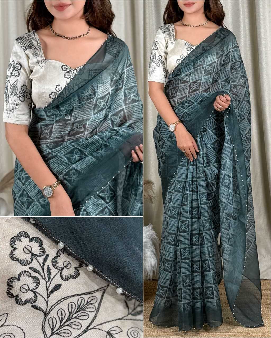 YNF Wholesale Organza Printed Sarees KESH501 Mansi | Surat Manufacturer