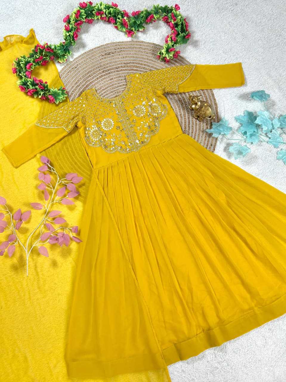 YNF Wholesale Georgette Embroidery Gowns  | Surat Manufacturer