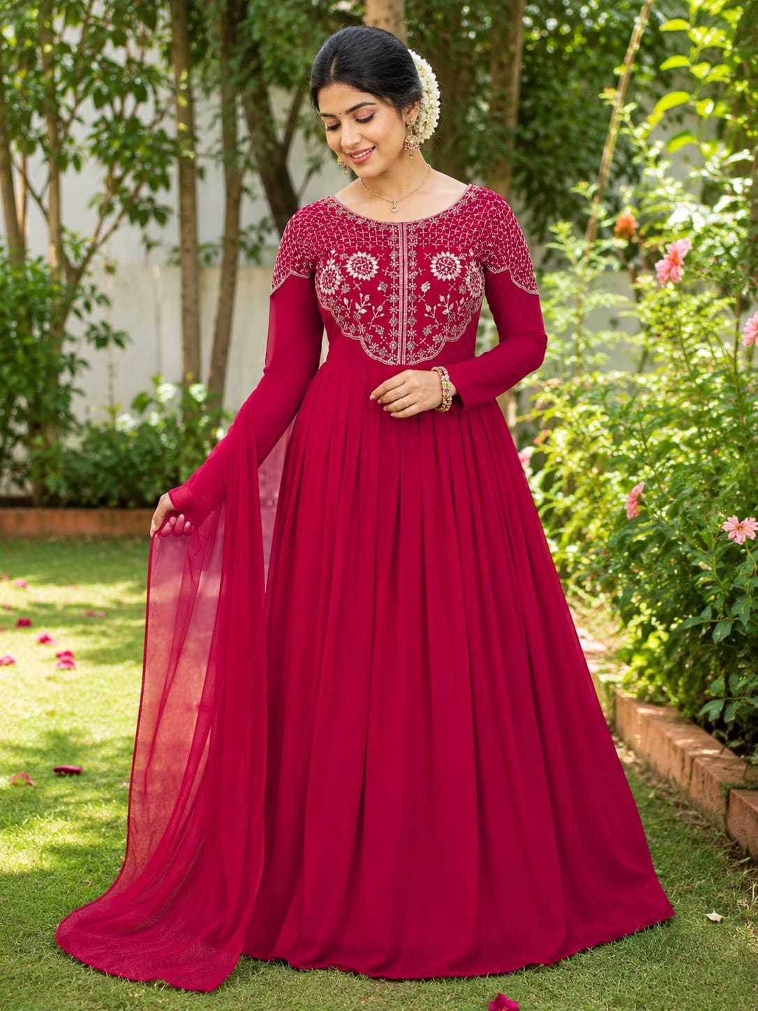 YNF Wholesale Georgette Embroidery Gowns  | Surat Manufacturer