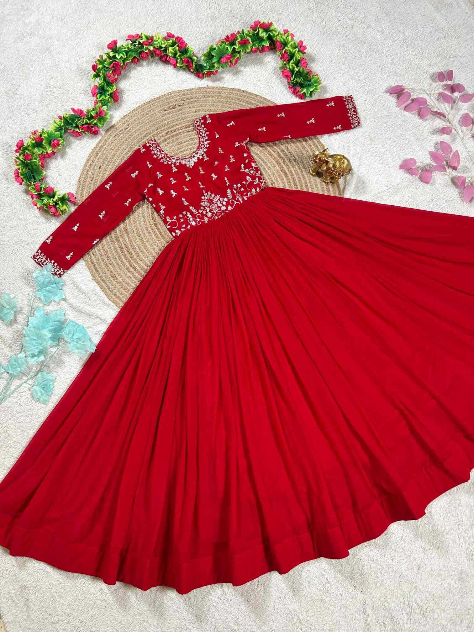 YNF Wholesale Faux Georgette Embroidery Gowns  | Surat Manufacturer
