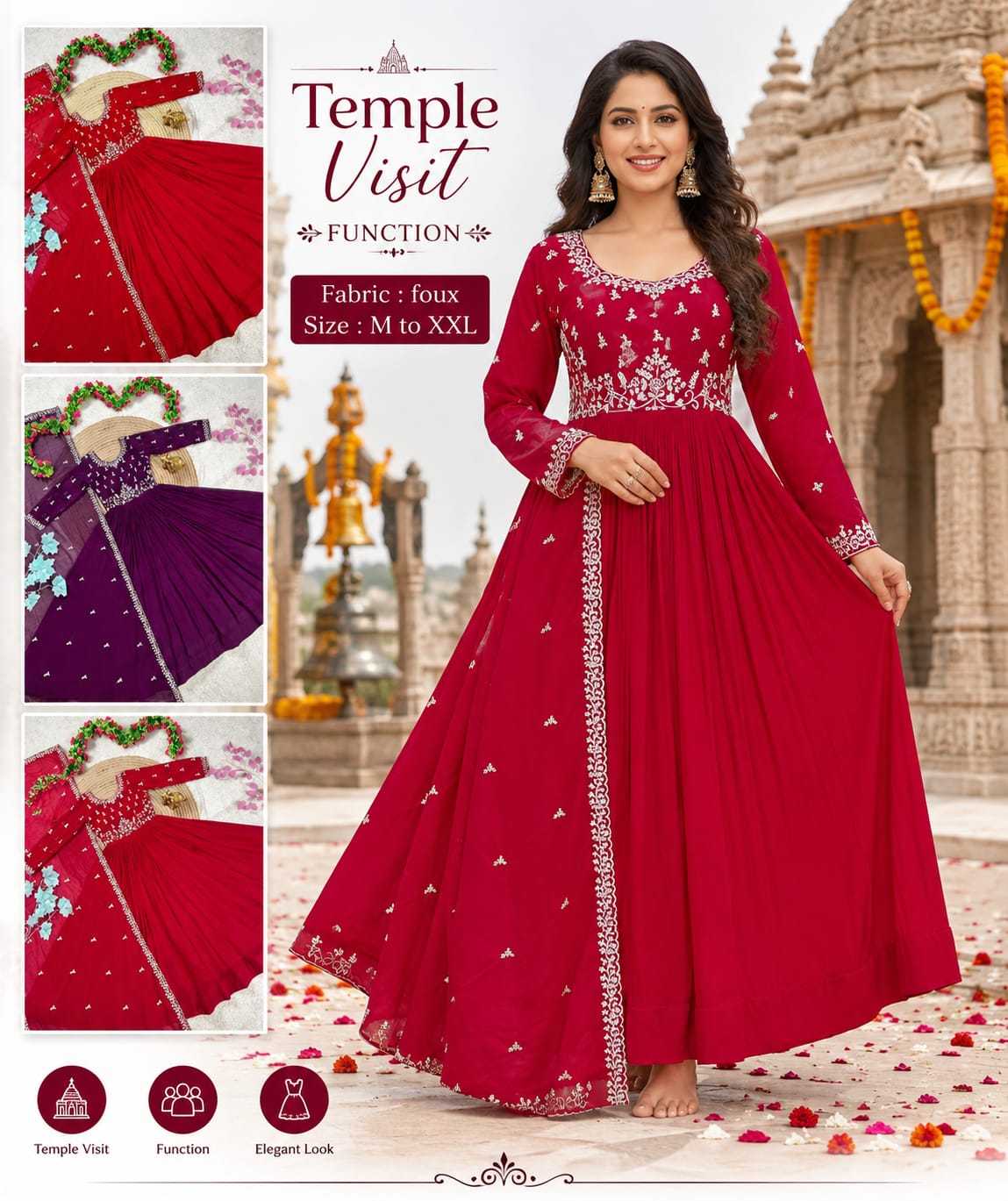 YNF Wholesale Faux Georgette Embroidery Gowns  | Surat Manufacturer