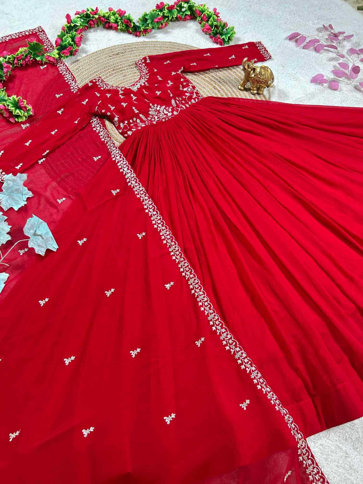 YNF Wholesale Faux Georgette Embroidery Gowns  | Surat Manufacturer