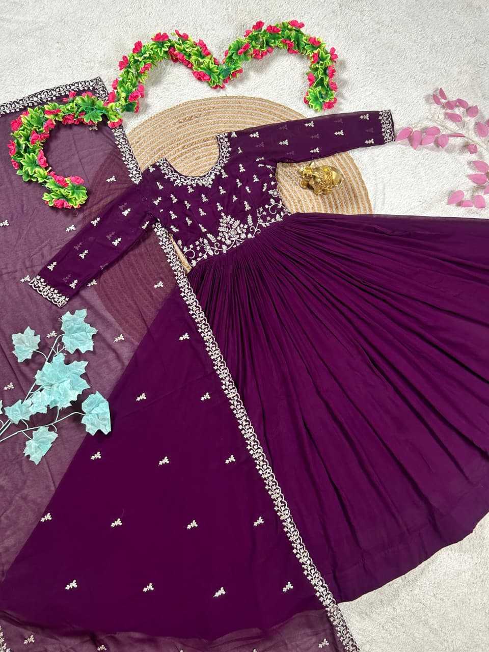 YNF Wholesale Faux Georgette Embroidery Gowns  | Surat Manufacturer
