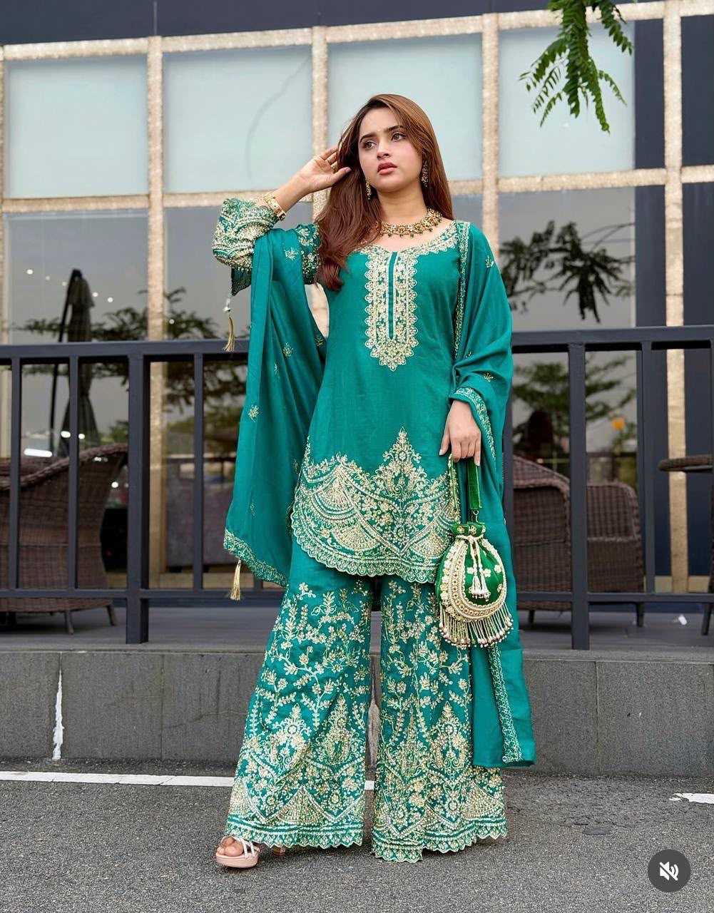 YNF Wholesale Chinon Silk Embroidery Suits  | Surat Manufacturer