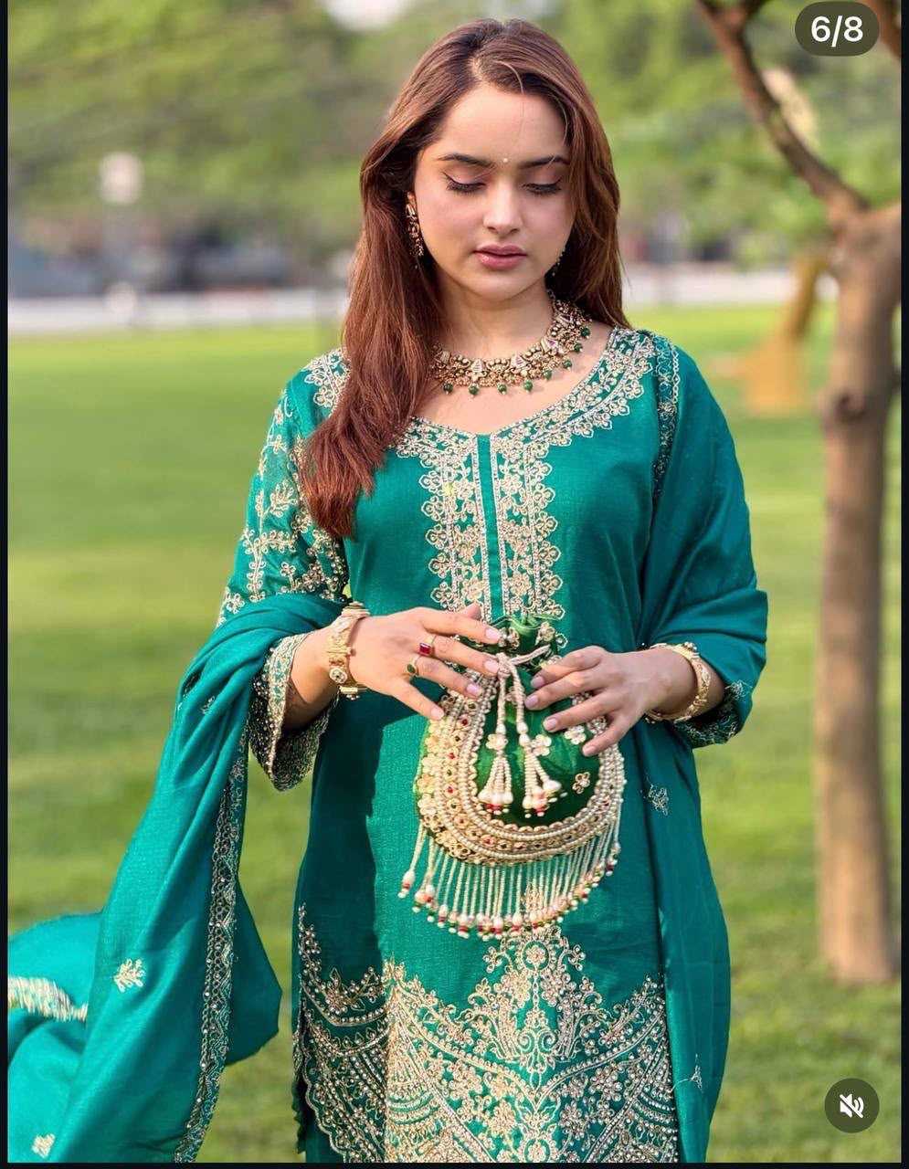 YNF Wholesale Chinon Silk Embroidery Suits  | Surat Manufacturer