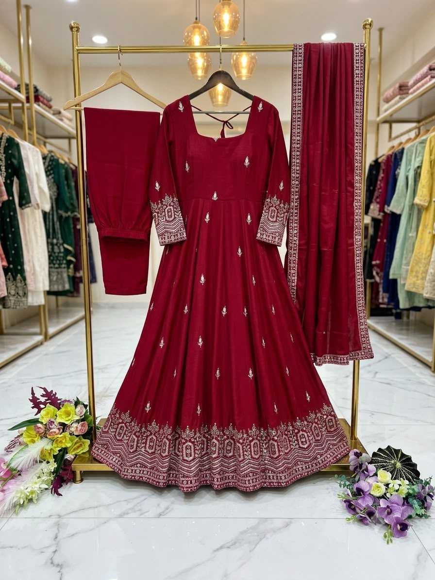YNF Wholesale Chinon Silk Embroidery Gowns  | Surat Manufacturer