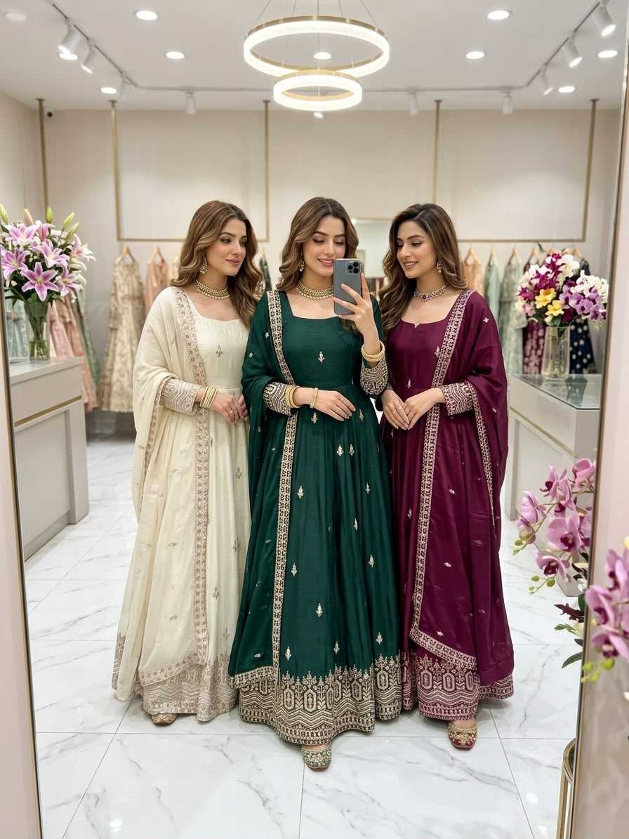 YNF Wholesale Chinon Silk Embroidery Gowns  | Surat Manufacturer