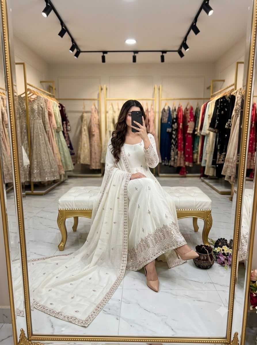 YNF Wholesale Chinon Silk Embroidery Gowns  | Surat Manufacturer