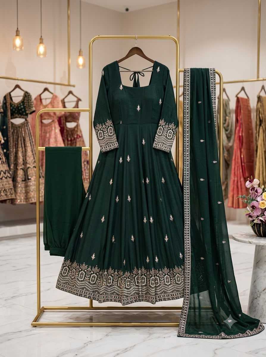 YNF Wholesale Chinon Silk Embroidery Gowns  | Surat Manufacturer