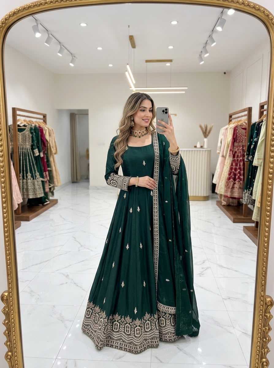 YNF Wholesale Chinon Silk Embroidery Gowns  | Surat Manufacturer