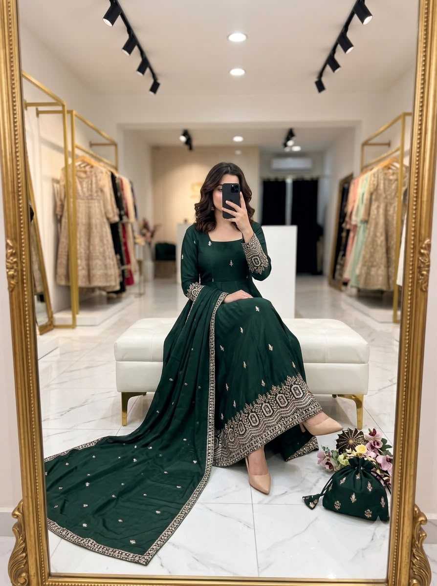 YNF Wholesale Chinon Silk Embroidery Gowns  | Surat Manufacturer