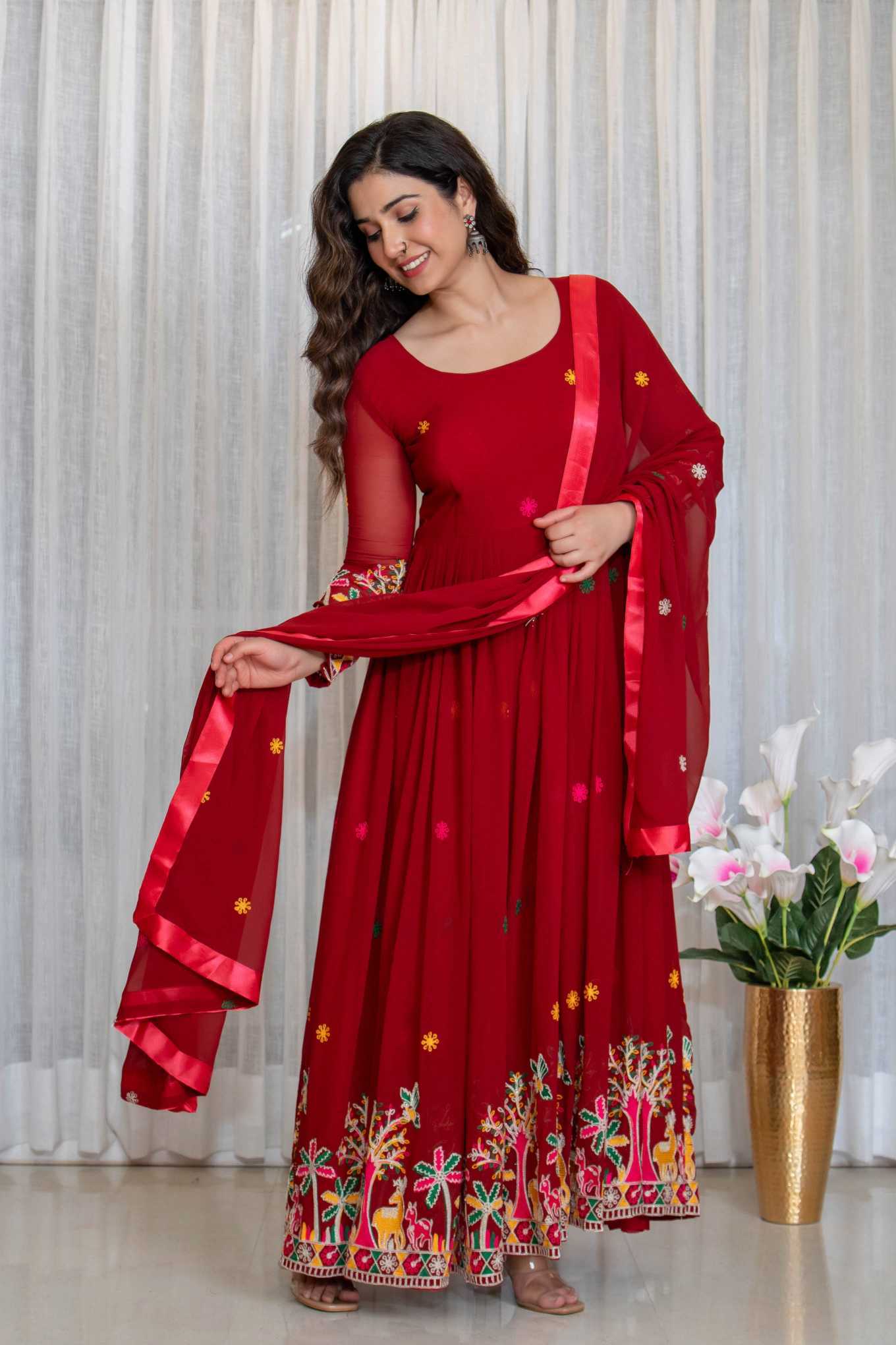 YNF Wholesale Faux Georgette Embroidery Gowns  | Surat Manufacturer
