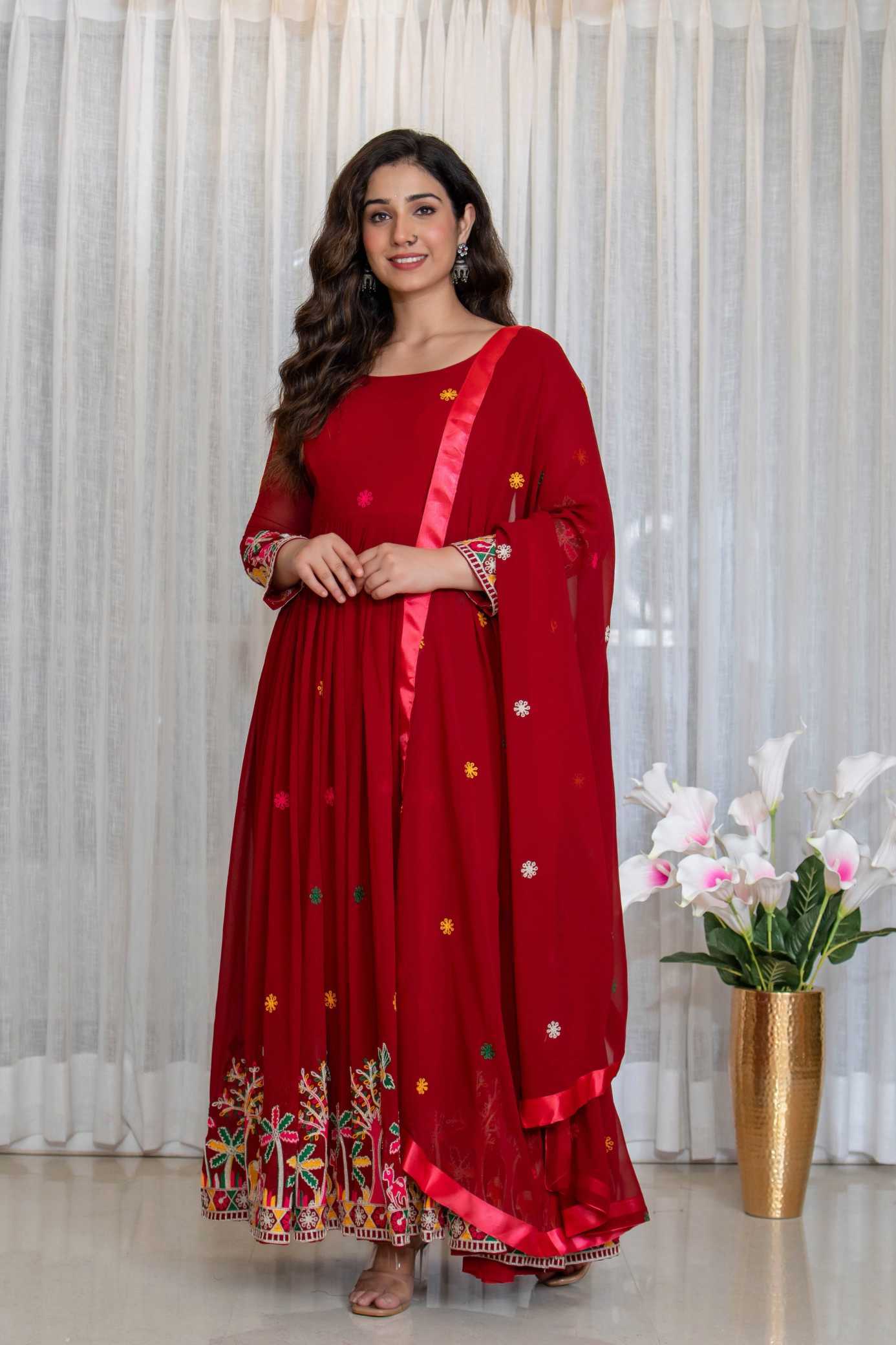 YNF Wholesale Faux Georgette Embroidery Gowns  | Surat Manufacturer