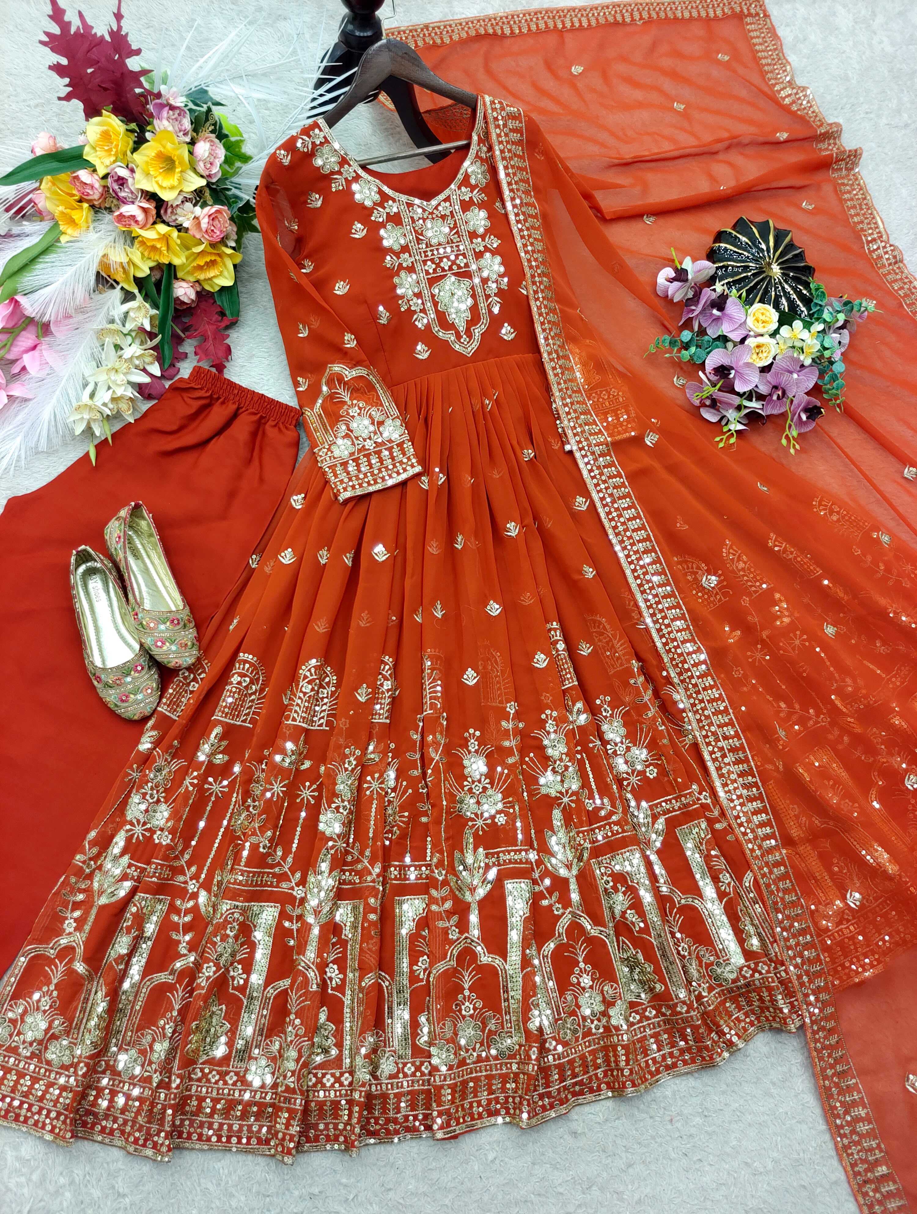YNF Wholesale Faux Georgette Embroidery Gowns  | Surat Manufacturer