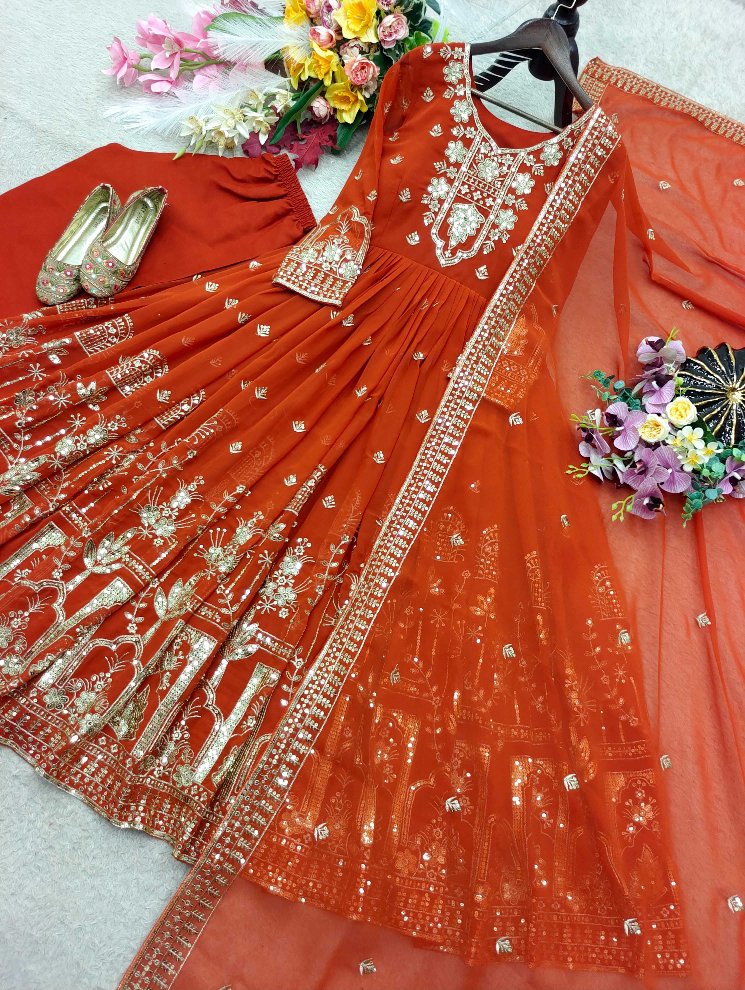 YNF Wholesale Faux Georgette Embroidery Gowns  | Surat Manufacturer