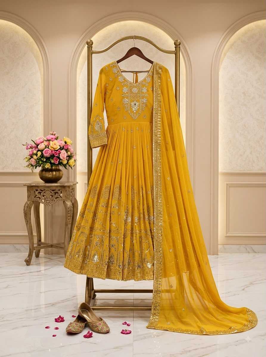 YNF Wholesale Faux Georgette Embroidery Gowns  | Surat Manufacturer
