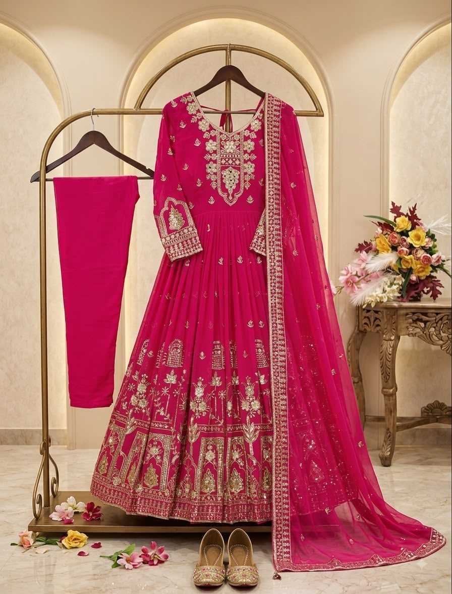 YNF Wholesale Faux Georgette Embroidery Gowns  | Surat Manufacturer