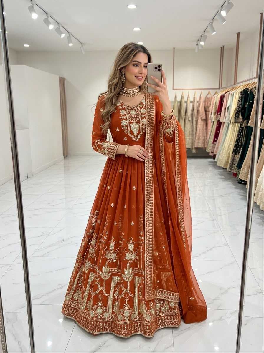 YNF Wholesale Faux Georgette Embroidery Gowns  | Surat Manufacturer
