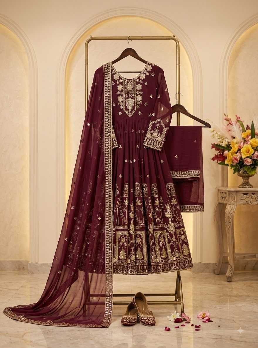 YNF Wholesale Faux Georgette Embroidery Gowns  | Surat Manufacturer