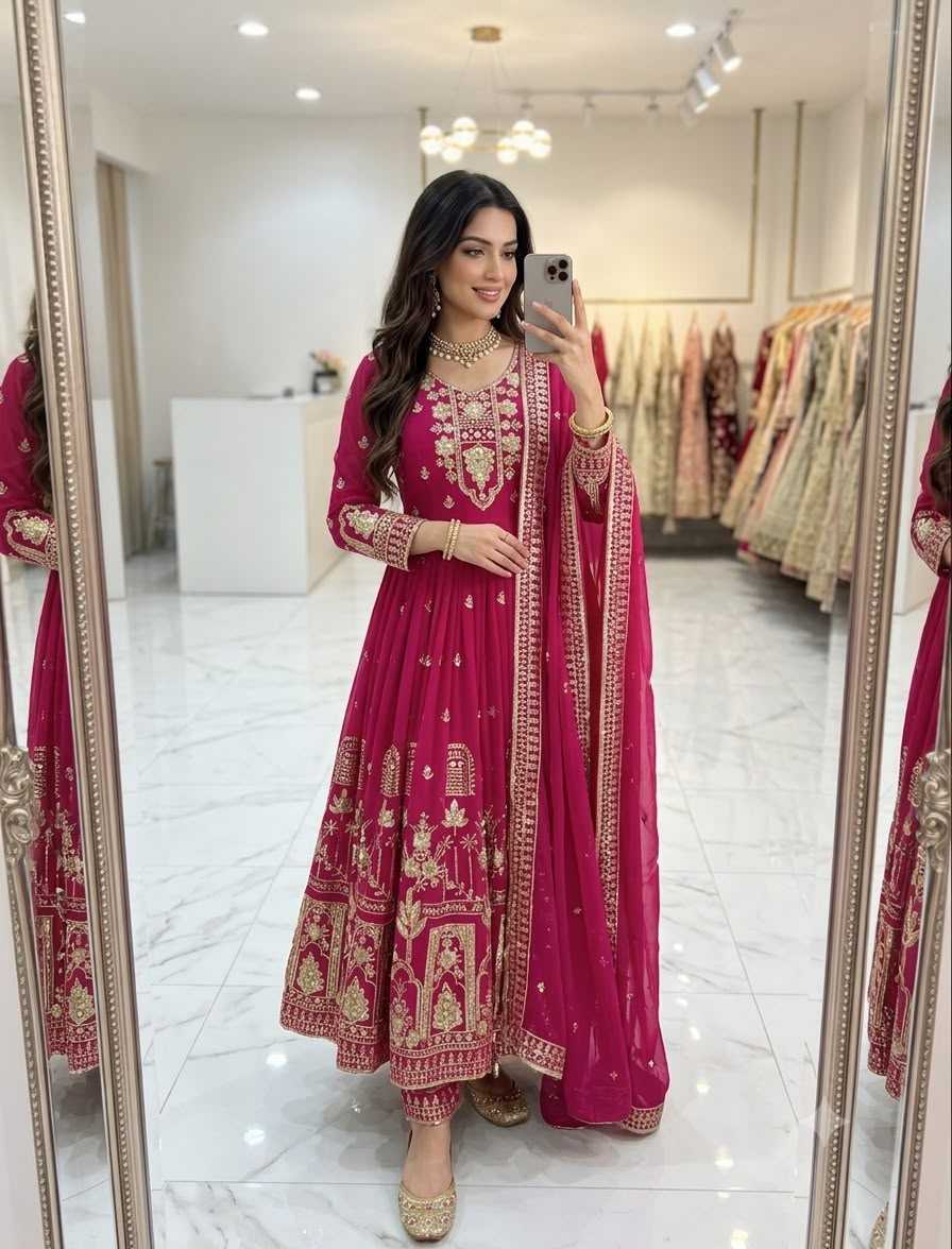 YNF Wholesale Faux Georgette Embroidery Gowns  | Surat Manufacturer
