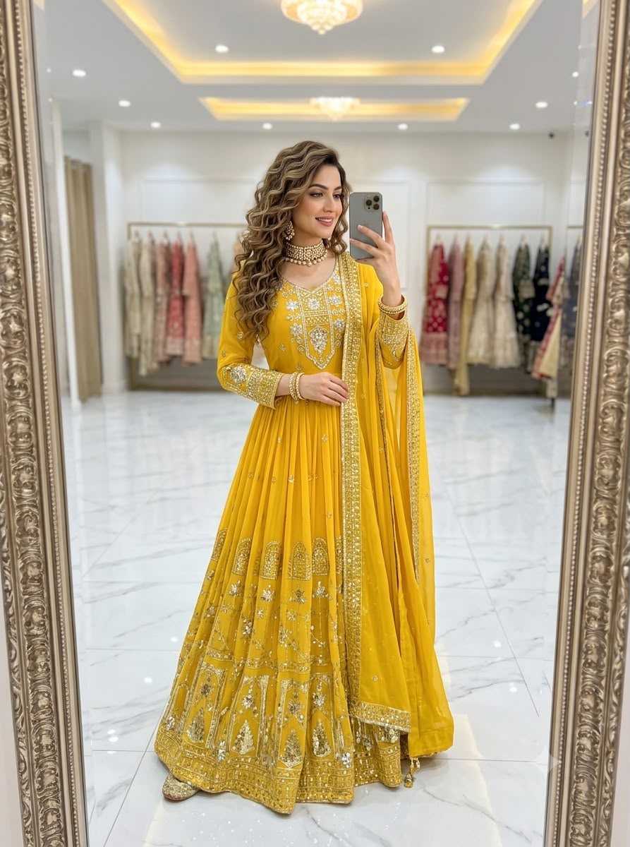 YNF Wholesale Faux Georgette Embroidery Gowns  | Surat Manufacturer