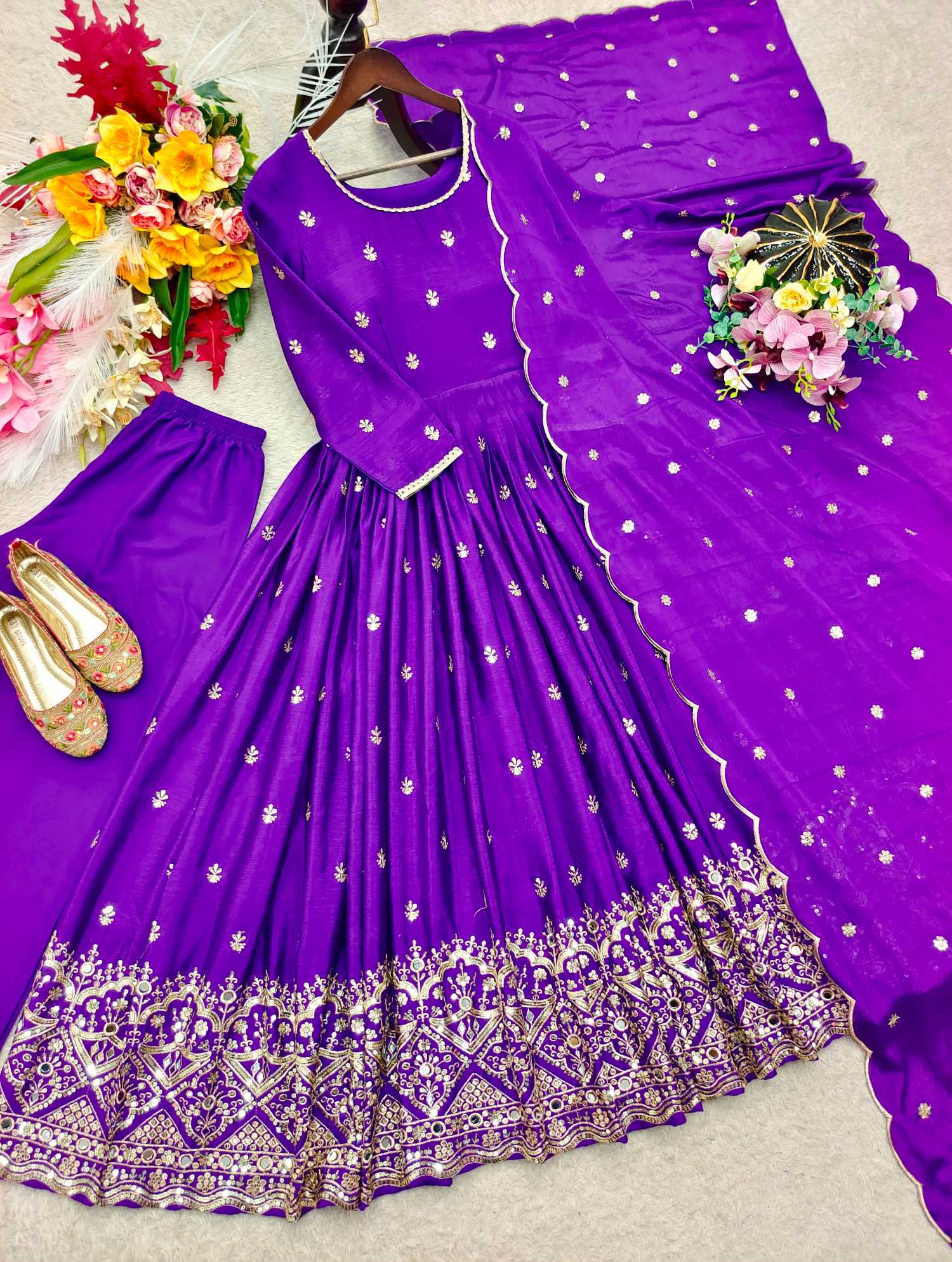 YNF Wholesale Chinon Silk Embroidery Gowns  | Surat Manufacturer